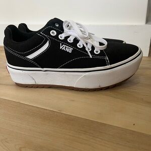 Vans Black and White Platform Shoes
